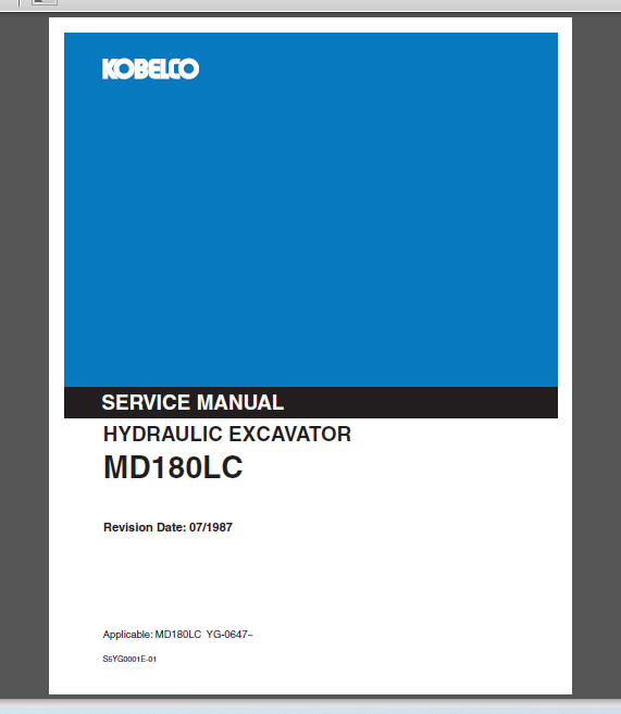 KOBELCO MD180LC SERVICE MANUAL