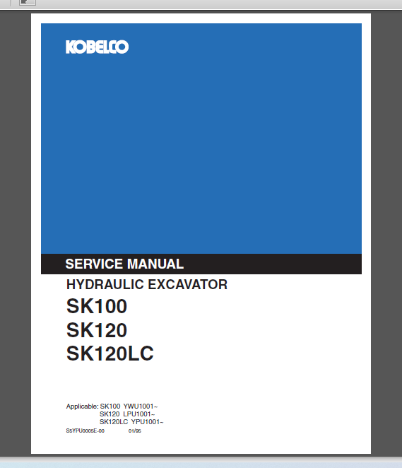 KOBELCO SK100 SK120 SK120LC SERVICE MANUAL