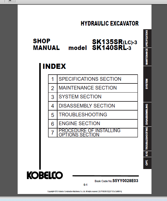 SK135SR(LC)-3 SK140SRL-3 SHOP MANUAL PDF