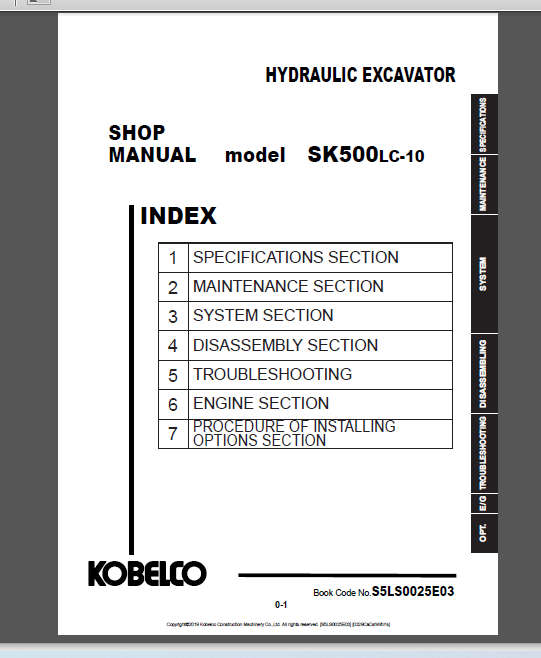 KOBELCO SK500LC-10 SHOP MANUAL