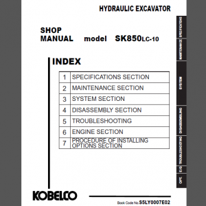 KOBELCO SK850LC-10 SHOP MANUAL