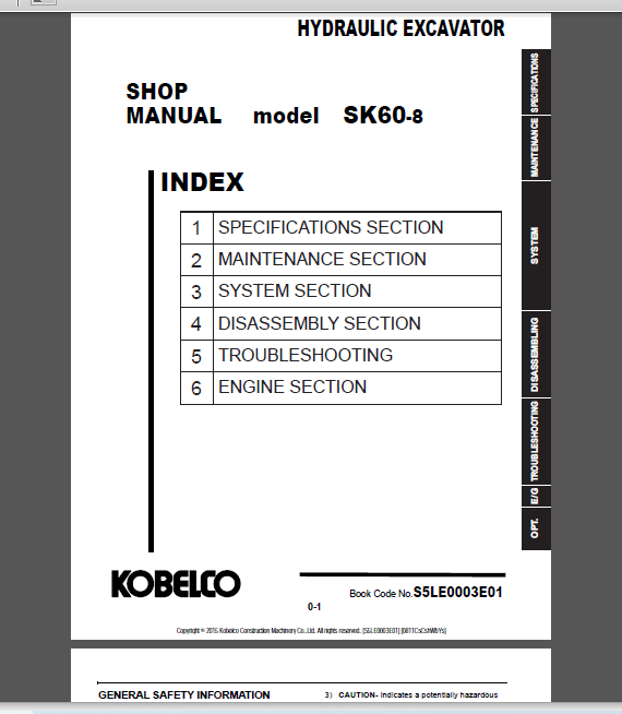 KOBELCO SK60-8 SHOP MANUAL