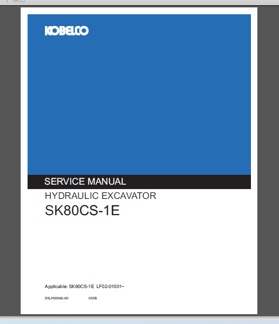 KOBELCO SK80CS-1E SERVICE MANUAL