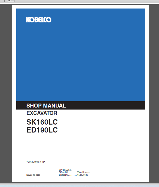 KOBELCO SK160LC/ED190LC SHOP MANUAL