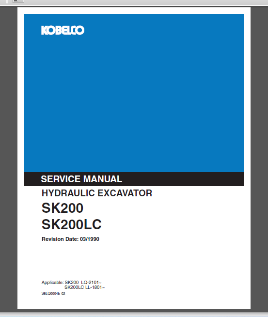 KOBELCO SK200/SK200LC SERVICE MANUAL