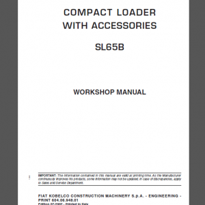 FIAT KOBELCO SL65B WORKSHOP MANUAL