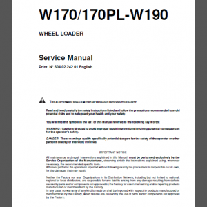 SERVICE MANUAL W170/170PL-W190 SERVICE MANUAL