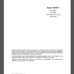 DOOSAN SOLAR 180W-V SHOP MANUAL