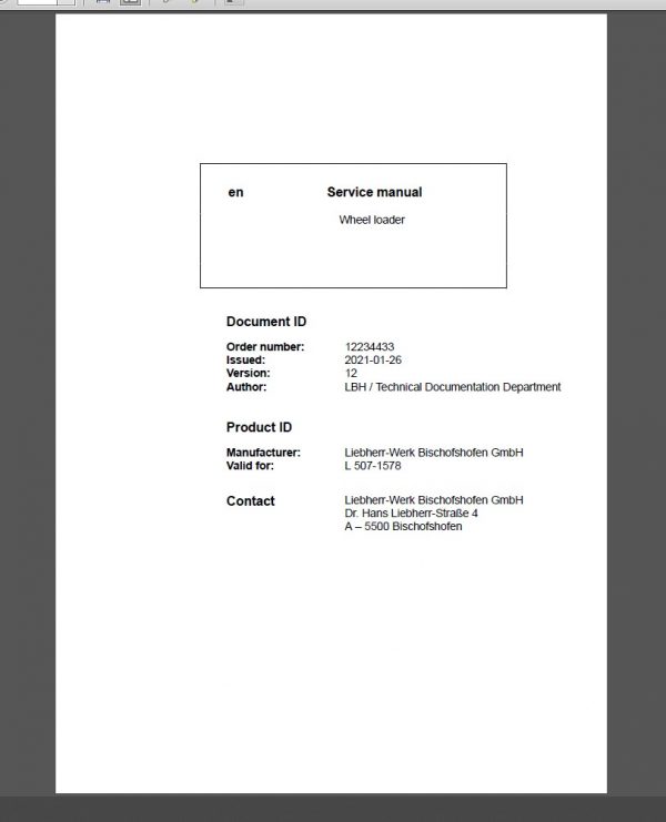 Liebherr L507 Service Manual PDF