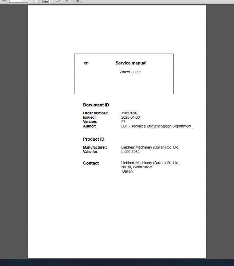 Liebherr L 550 Service Manual PDF