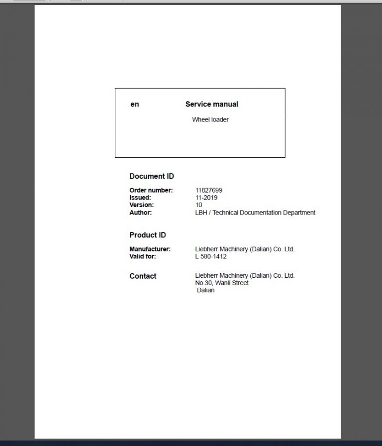 Liebherr L 580 Service Manual