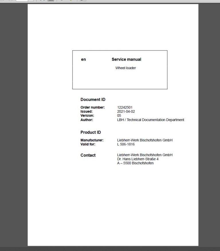 Liebherr L506 Service Manual PDF