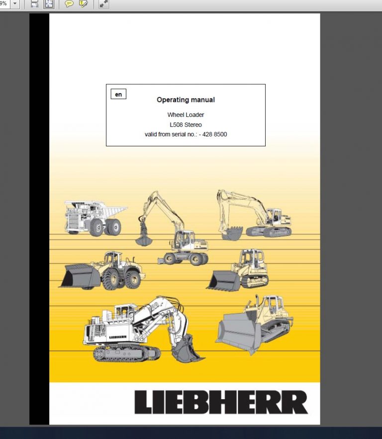 Liebherr Wheel Loader Service Manual Operators Manual PDF
