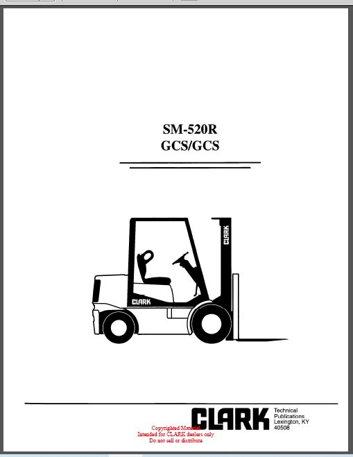 CLARK SM-520R GCS SERVICE MANUAL