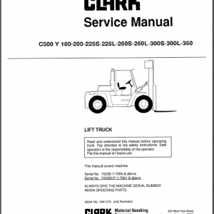 CLARK C500Y/180-200-225S-225L-250S-250L-300S-300L-350 SERVICE MANUAL