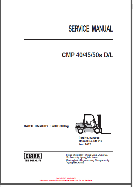 CLARK CMP 40/45/50S D/L SERVICE MANUAL