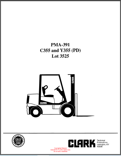CLARK PMA-391 C355/Y355 (PD) Lot 3525 SERVICE MANUAL