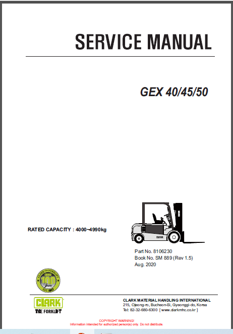 CLARK GEX 40/45/50 SERVICE MANUAL
