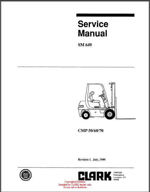 CLARK SM649/CMP50/60/70 SERVICE MANUAL
