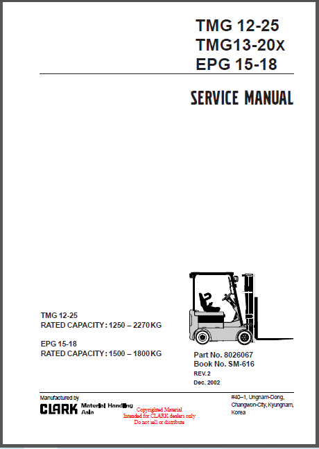 CLARK TMG12-25/TMG13-20X/EPG 15-18 SERVICE MANUAL