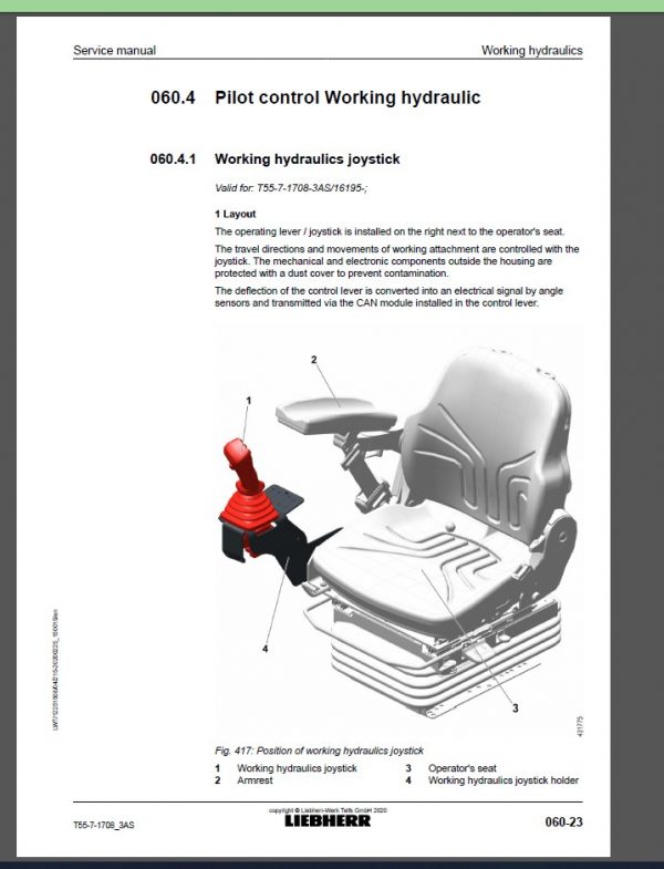 Liebherr Telescopic handler Service Manual Operators Manual PDF