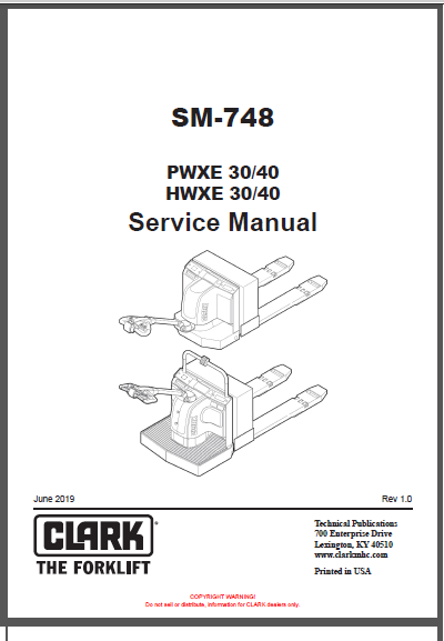 CLARK SM-748, PWXE30/40, HWXE30/40 SERVICE MANUAL
