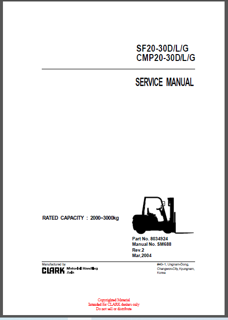 CLARK SF20-30D/L/G, CMP20-30D/L/G SERVICE MANUAL