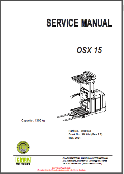 CLARK OSX15 SERVICE MANUAL