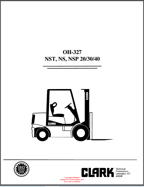 CLARK OH-327, NST, NS, NSP 20/30/40 SERVICE MANUAL