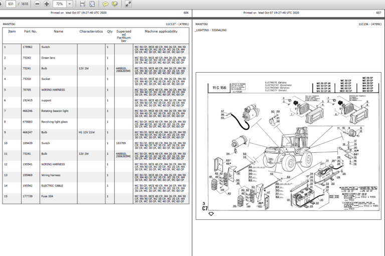 Manitou Forklift Service, Repair, Parts and Operators Manual