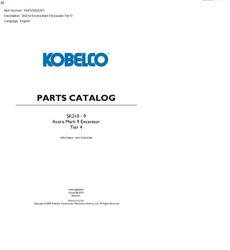 KOBELCO PARTS MANUAL PDF DVD