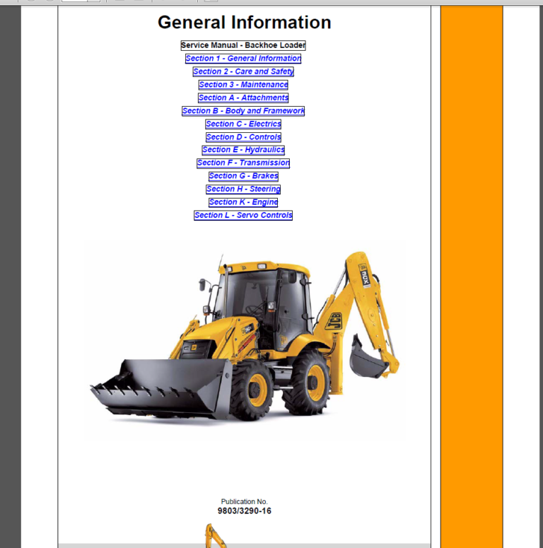 JCB BACKHOE LOADER SERVICE MANUAL PDF DVD