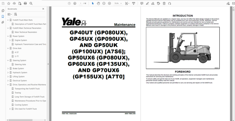 Yale Forklift Service Maintenance Manual Full Model DVD