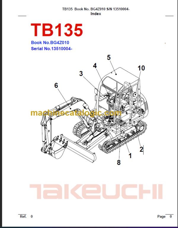 TAKEUCHI TB135 BG4Z010 PARTS MANUAL