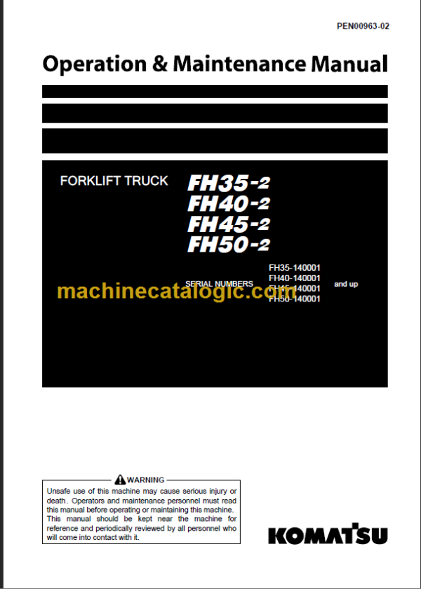 KOMATSU FH40-2 FH45-2 OPERATION MANUAL