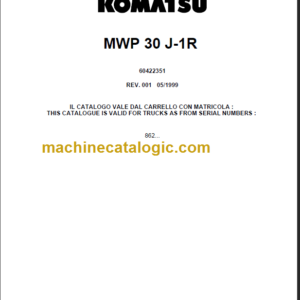 KOMATSU MWP30J-1R PARTS CATALOGUE