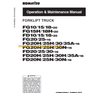 KOMATSU FG10 15 18 20 25 OPERATION MANUAL