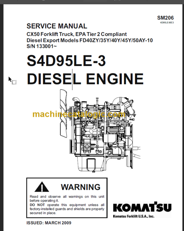 KOMATSU S4D95LE-3E SERVICE MANUAL