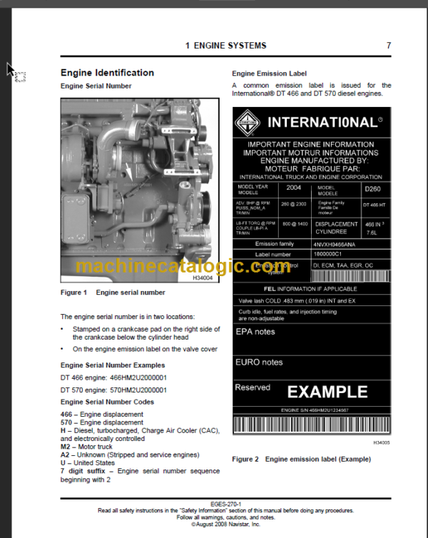 NAVISTAR DT 466, DT570, HT570 DIESEL ENGINE DIAGNOSTIC, TROUBLESHOOTING MANUAL
