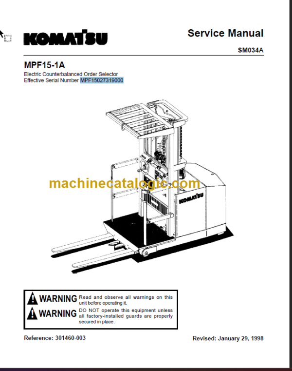 KOMATSU MPF15-1A SM034A Service Manual