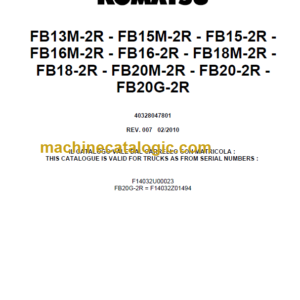 KOMATSU FB13M-2R FB15M-2R PARTS CATALOGUE