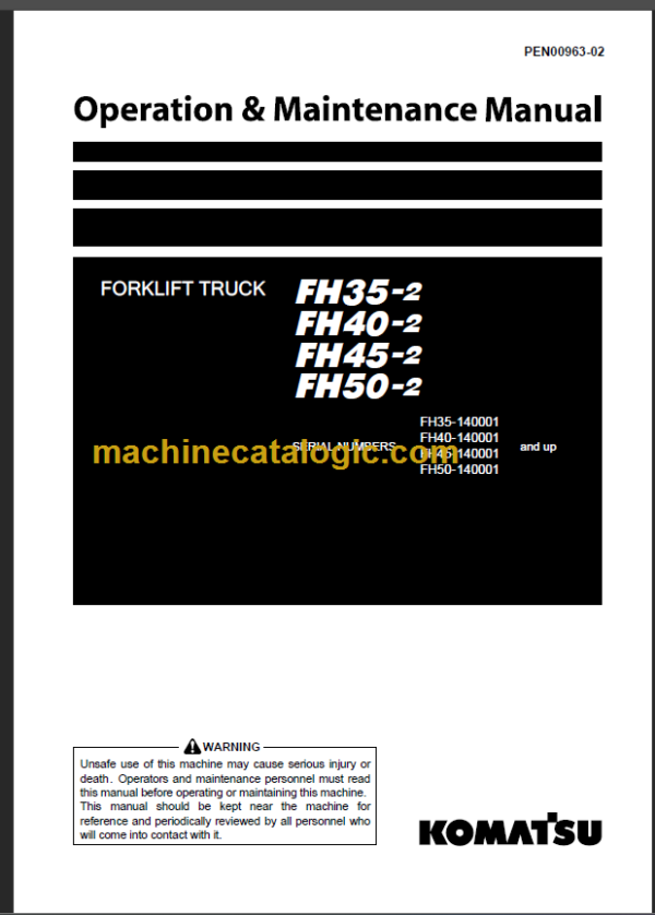 KOMATSU FH50-2 OPERATION AND MAINTENANCE MANUAL