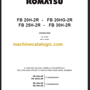 KOMATSU FB20H-2R FB25H-2R PARTS CATALOGUE