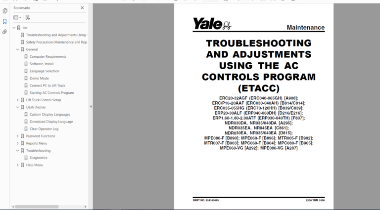Yale Forklift Service Maintenance Manual Full Model DVD