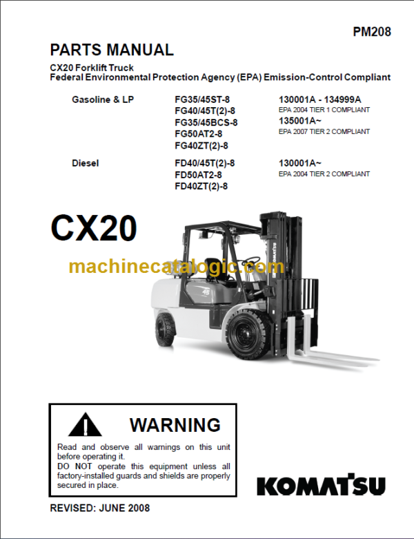 KOMATSU CX20 PARTS MANUAL