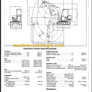 TAKEUCHI TB800 Compact Excavator Parts Manual