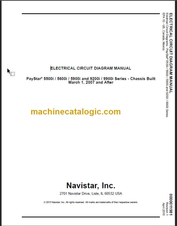NAVISTAR 5500i-5600i-5900i-9200i-9900i Series ELECTRICAL CIRCUIT DIAGRAM MANUAL
