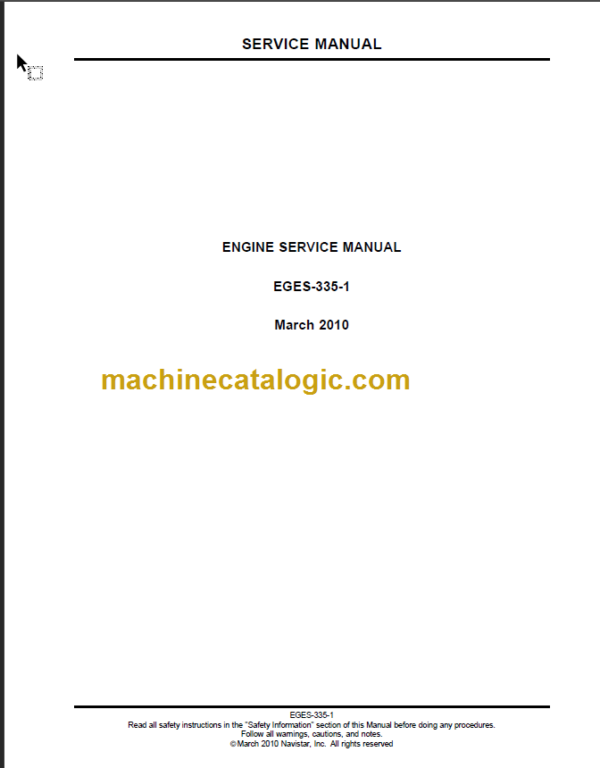 NAVISTAR EGES-335-1 ENGINE SERVICE MANUAL