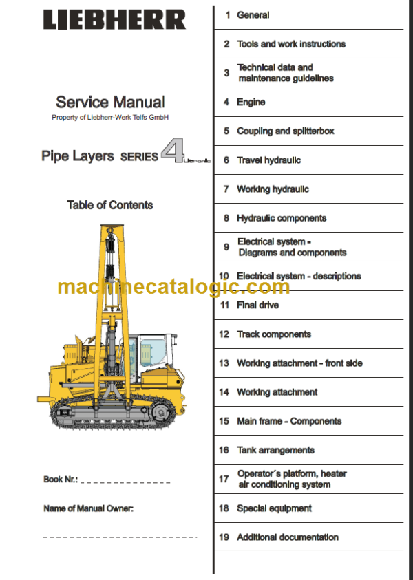 LIEBHERR Pipe Layers Series 4 Service Manual