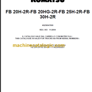 KOMATSU FB20H-2R FB20HG-2R PARTS CATALOGUE